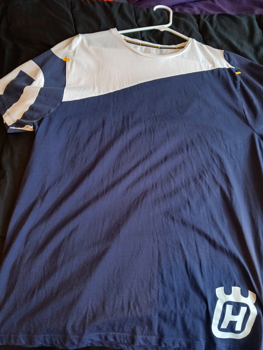 Men’s Navy and White Short Sleeve Crewneck Tee